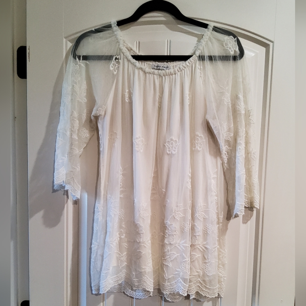 Off white embroidered tunic